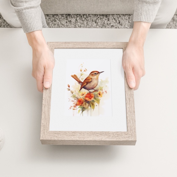 Watercolor Wren Bird Portrait Wall Art Illustration Print Poster Unframed - Picture 7 of 9